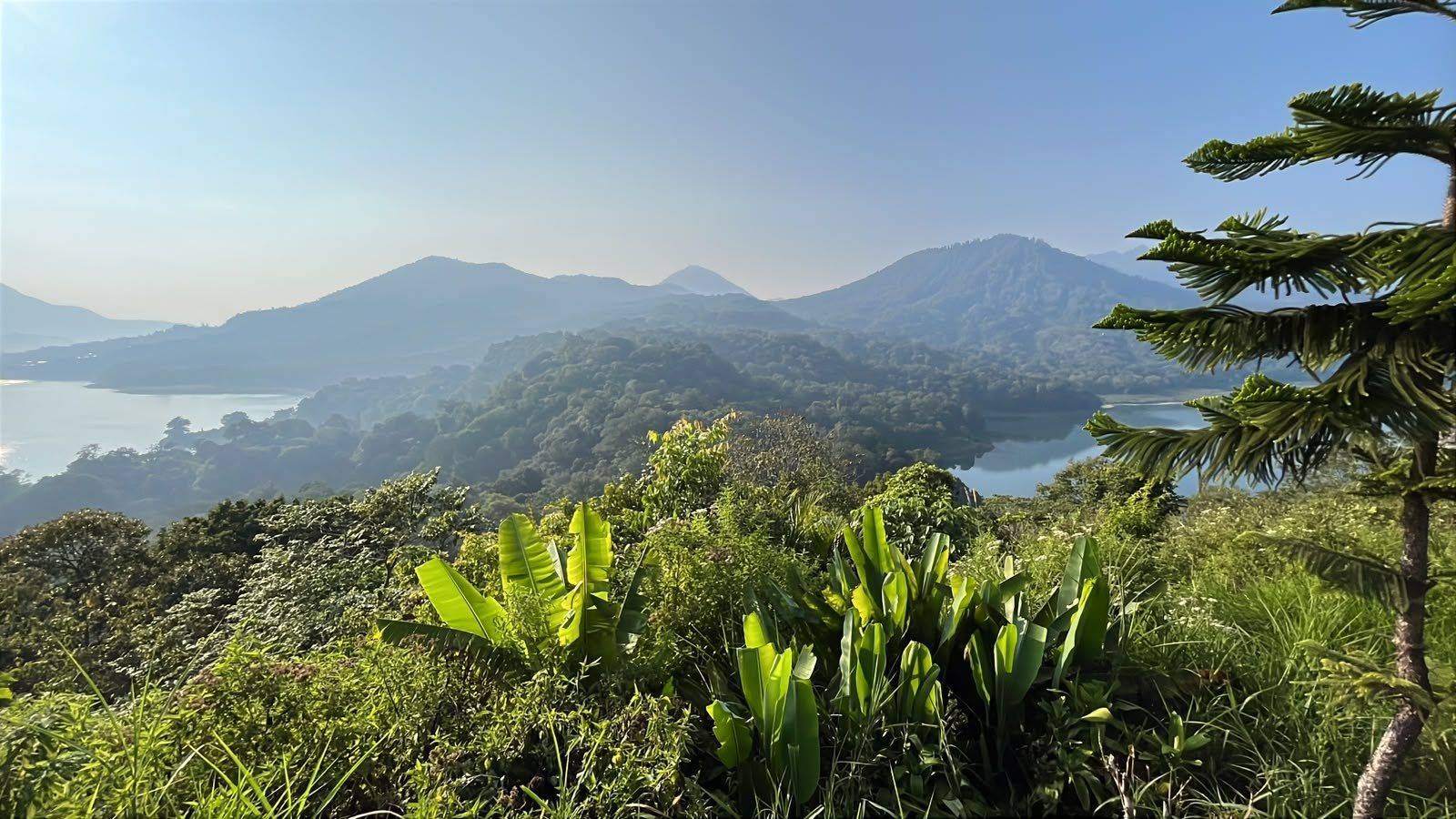 View over Lake Buyan and Lake Tamblingan from the twin lakes viewpoint